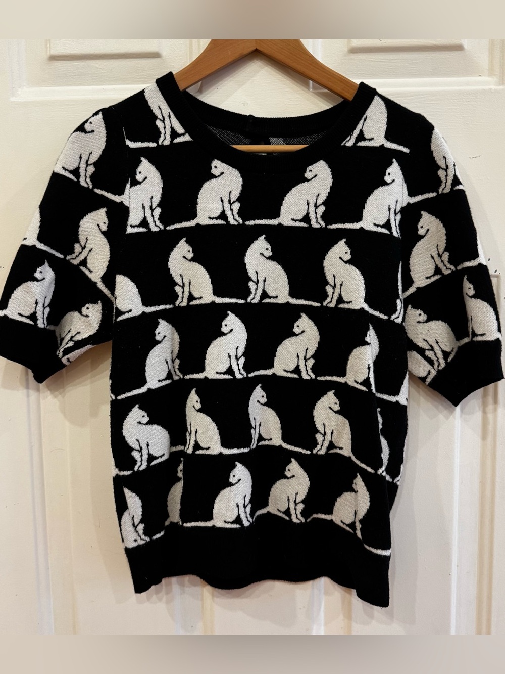 Maeve Anthropologie Harmon Jacquard Cat Sweater Tee Small